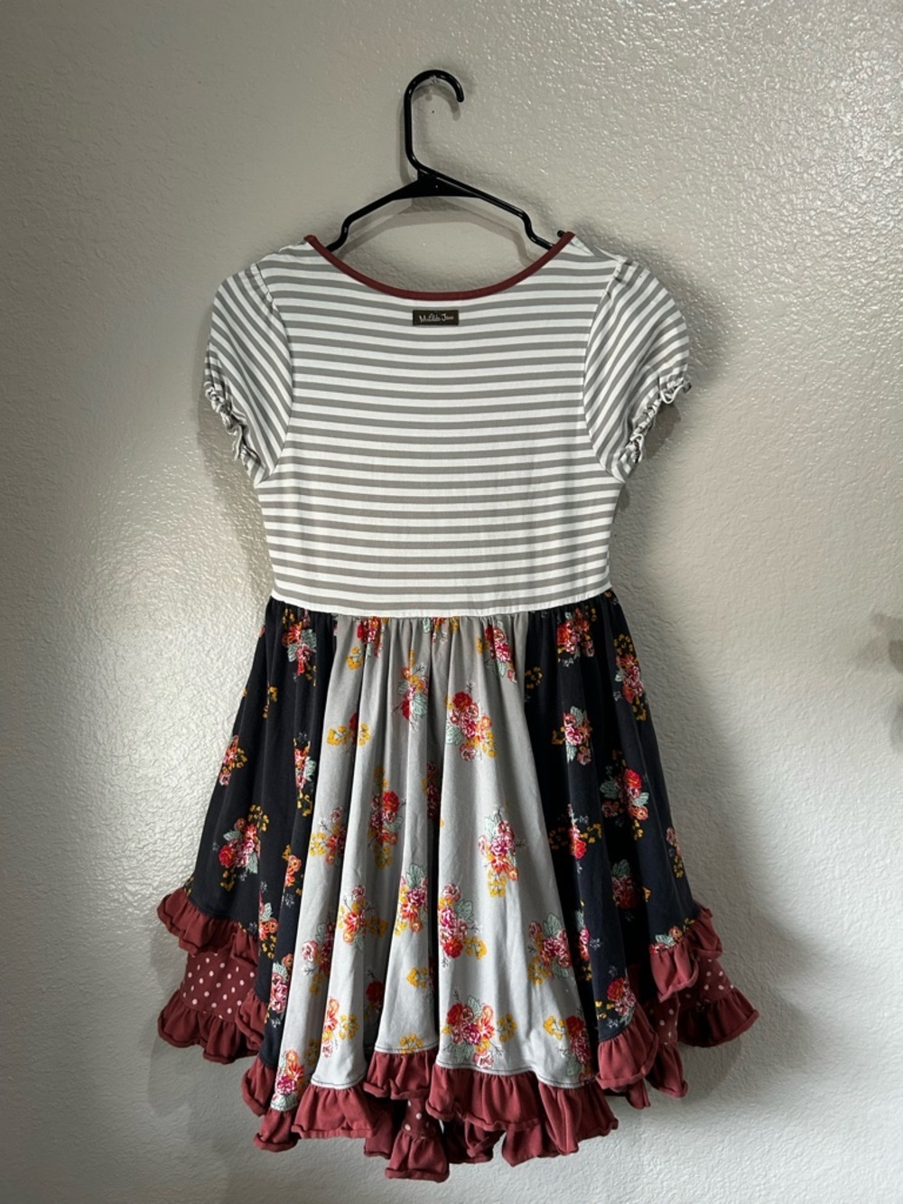 Matilda Jane Joanna Gaines Youth Girls Stripes Floral Print Ruffle Dress Sz 14 - Picture 5 of 9